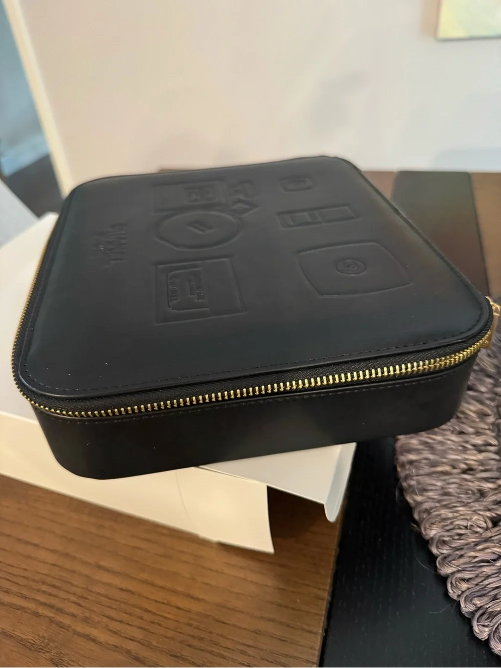CHANEL Black Embossed  Travel Case Vanity